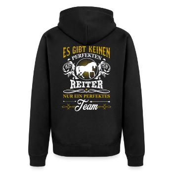 Es gibt keinen perfekten Reiter nur ein perfektes - Unisex Premium Bio Zip Hoodie - Schwarz - Hinten - Nico (187cm)