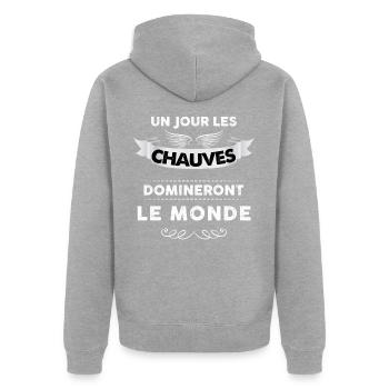 Les Chauves domineront le monde un jour - Veste à capuche bio Premium Unisexe - gris chiné - Dos - Nico (187cm)