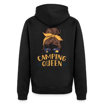 Camper Outdoor Tent Camping Queen - Unisex Premium Organic Zip Hoodie - black - Back - Nico (187cm)