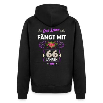 66. Geburtstag Geschenk 66 Jahre Spruch - Unisex Premium Bio Zip Hoodie - Schwarz - Hinten - Nico (187cm)