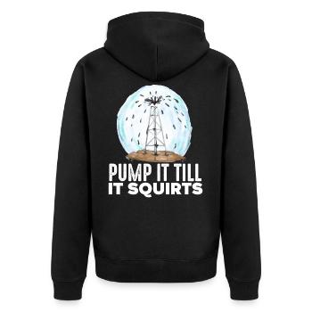 Oilfield Worker Drilling Roughneck - Unisex Premium Bio Zip Hoodie - Schwarz - Hinten - Nico (187cm)