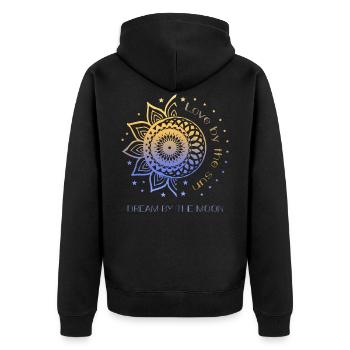 Love By The Sun Dream By The Moon Boho Gift - Unisex Premium Organic Zip Hoodie - black - Back - Nico (187cm)