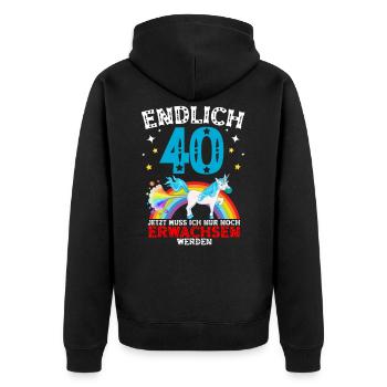 Enfin 40 Ans De Licorne 40 ans - Veste à capuche bio Premium Unisexe - noir - Dos - Nico (187cm)