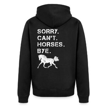 Lustiger Pferdespruch Reiterin - Unisex Premium Bio Zip Hoodie - Schwarz - Hinten - Nico (187cm)