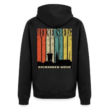 Hermersberg Sickinger Höhe - Unisex Premium Bio Zip Hoodie - Schwarz - Hinten - Nico (187cm)