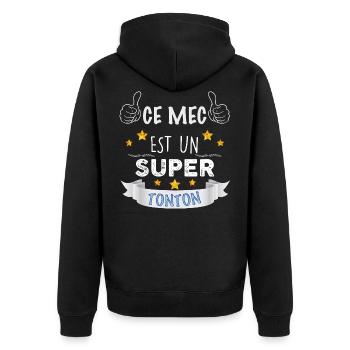 t-shirt super tonton Idée cadeau oncle - Veste à capuche bio Premium Unisexe - noir - Dos - Nico (187cm)