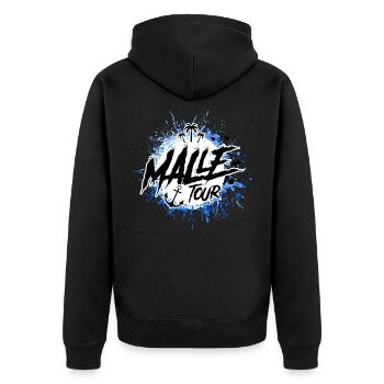 malle tour klecks - Unisex Premium Bio Zip Hoodie - Schwarz - Hinten - Nico (187cm)