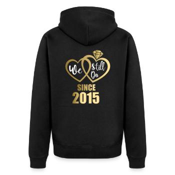 2015 Married couples 6th wedding anniversary - Unisex Premium Organic Zip Hoodie - black - Back - Nico (187cm)