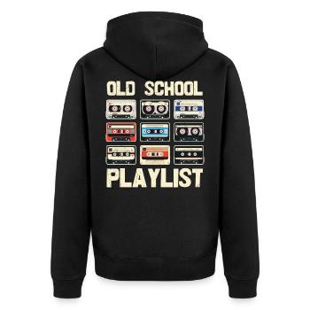 Retro Vintage 80er T-Shirt Lustig - Unisex Premium Bio Zip Hoodie - Schwarz - Hinten - Nico (187cm)