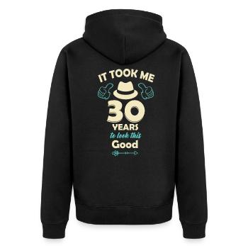 30th birthday - Unisex Premium Organic Zip Hoodie - black - Back - Nico (187cm)