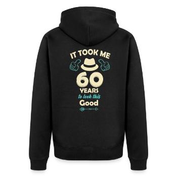 60th birthday - Unisex Premium Organic Zip Hoodie - black - Back - Nico (187cm)
