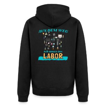 Labor Laborant - aus dem Weg ich muss ins Labor - Unisex Premium Bio Zip Hoodie - Schwarz - Hinten - Nico (187cm)