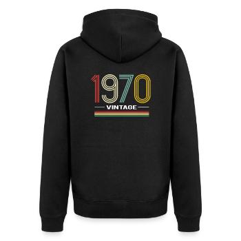 1970 vintage - 51e anniversaire cadeau - Veste à capuche bio Premium Unisexe - noir - Dos - Nico (187cm)