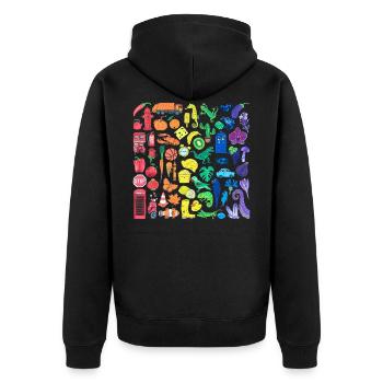 Rainbow Gradient Small Parts - Unisex Premium Organic Zip Hoodie - black - Back - Nico (187cm)