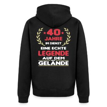 40 Jähriges Dienstjubiläum Arbeitsjubiläum - Unisex Premium Bio Zip Hoodie - Schwarz - Hinten - Nico (187cm)