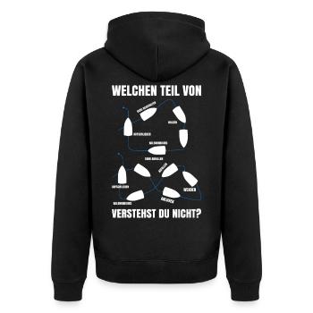 Welchen Teil von ... verstehst du nicht? - Unisex Premium Bio Zip Hoodie - Schwarz - Hinten - Nico (187cm)