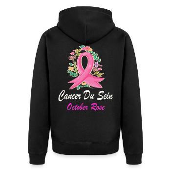 Ruben Rose de sensilisation au Cancer du Sein - Unisex Premium Organic Zip Hoodie - black - Back - Nico (187cm)