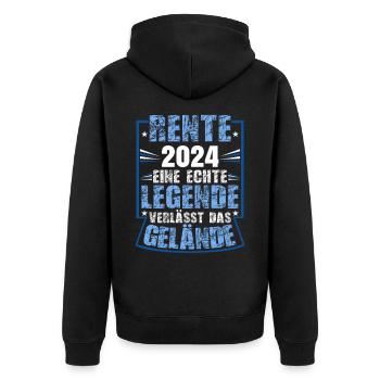 Rente 2024 eine echte Legende verlässt das Gelände - Unisex Premium Bio Zip Hoodie - Schwarz - Hinten - Nico (187cm)