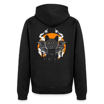 Halloween Black Bat Cat Costume - Unisex Premium Bio Zip Hoodie - Schwarz - Hinten - Nico (187cm)
