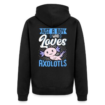 Axolotl Lover Just A Boy Who Loves - Veste à capuche bio Premium Unisexe - noir - Dos - Nico (187cm)