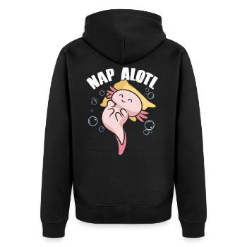 Axolotl Sleeping Nap Alotl Kawaii - Unisex Premium Bio Zip Hoodie - Schwarz - Hinten - Nico (187cm)