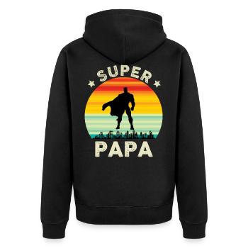 Super Papa Perfekte GeschenkIdee Vater - Unisex Premium Bio Zip Hoodie - Schwarz - Hinten - Nico (187cm)