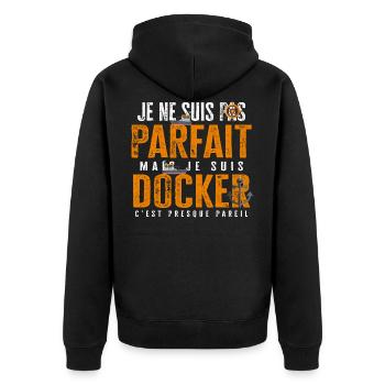 Docker parfait cadeau drôle humour métier - Veste à capuche bio Premium Unisexe - noir - Dos - Nico (187cm)