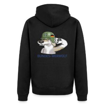 Bundes Werwolf - Unisex Premium Bio Zip Hoodie - Schwarz - Hinten - Nico (187cm)