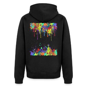 Crazy Multicolored Running Splashes 1 - Unisex Premium Organic Zip Hoodie - black - Back - Nico (187cm)