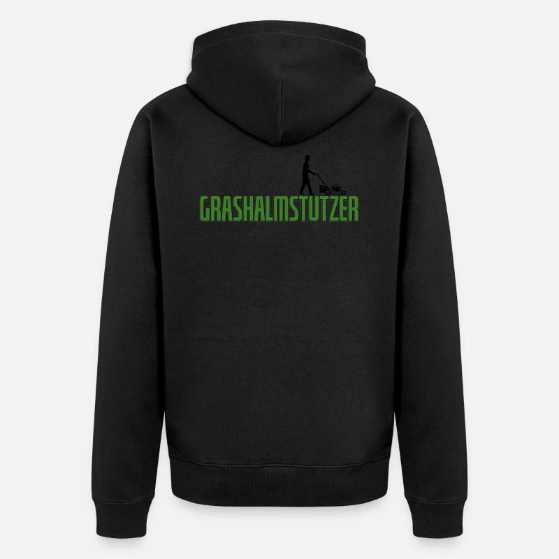 Grashalmstutzer Rasenmäher Gärtner Geschenkidee - Unisex Premium Bio Zip Hoodie - Schwarz