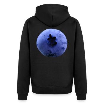 Heidelbeere - Unisex Premium Bio Zip Hoodie - Schwarz - Hinten - Nico (187cm)