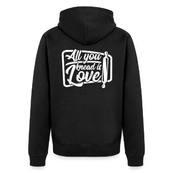 Backen All you knead is love Bäcker - Unisex Premium Bio Zip Hoodie - Schwarz - Hinten - Nico (187cm)