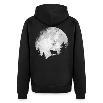 Mops Hunde Hundebesitzer Hund Mond Hunderasse - Unisex Premium Bio Zip Hoodie - Schwarz - Hinten - Nico (187cm)