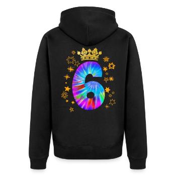 6. Geburtstag - Unisex Premium Bio Zip Hoodie - Schwarz - Hinten - Nico (187cm)