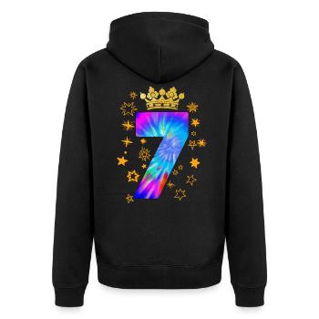 7. Geburtstag - Unisex Premium Bio Zip Hoodie - Schwarz - Hinten - Nico (187cm)