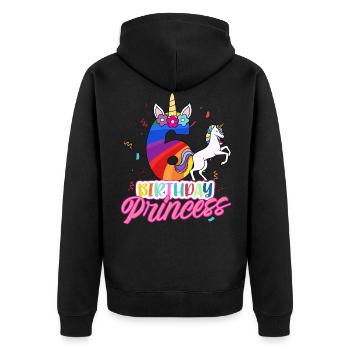 Fille du 6ème anniversaire - Veste à capuche bio Premium Unisexe - noir - Dos - Nico (187cm)