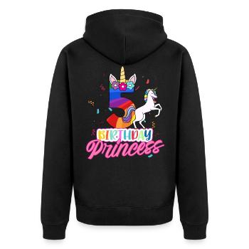Fille du 5ème anniversaire - Veste à capuche bio Premium Unisexe - noir - Dos - Nico (187cm)