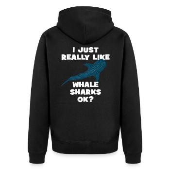 Walhai - Unisex Premium Bio Zip Hoodie - Schwarz - Hinten - Nico (187cm)