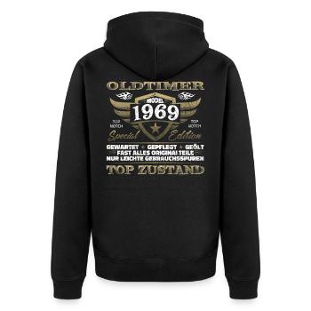 Oldtimer 1969 Baujahr – Vintage Retro Geburtstag - Unisex Premium Bio Zip Hoodie - Schwarz - Hinten - Nico (187cm)