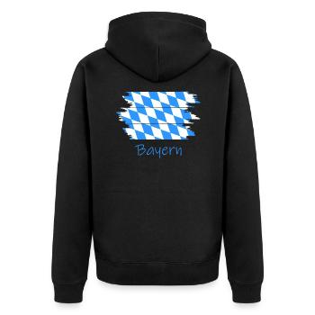 Bayern Flagge Bavaria bayern - Unisex Premium Bio Zip Hoodie - Schwarz - Hinten - Nico (187cm)