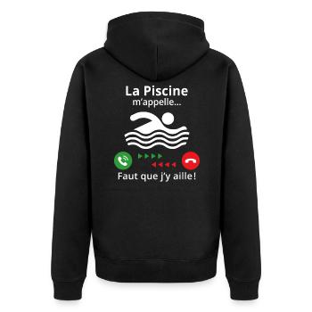la piscine m'appelle il faut que j'y aille - Veste à capuche bio Premium Unisexe - noir - Dos - Nico (187cm)