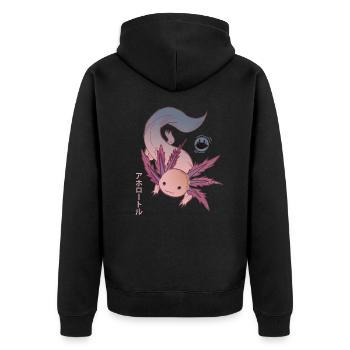 axolotl Haustier Geschenk Ambystoma mexicanum - Unisex Premium Bio Zip Hoodie - Schwarz - Hinten - Nico (187cm)