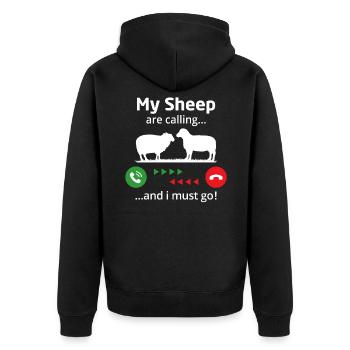 meine Schafe rufen und ich muss gehen - Unisex Premium Bio Zip Hoodie - Schwarz - Hinten - Nico (187cm)