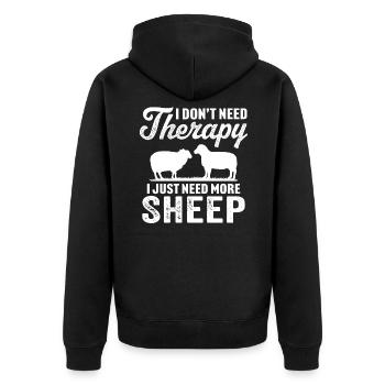 Ich brauche keine Therapie, ich brauche nur mehr Schafe - Unisex Premium Bio Zip Hoodie - Schwarz - Hinten - Nico (187cm)