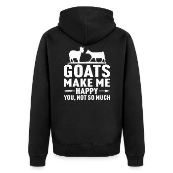 Ziegen machen mich glücklich du nicht so sehr lustige Ziege - Unisex Premium Bio Zip Hoodie - Schwarz - Hinten - Nico (187cm)