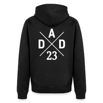 Papa 23 Papa ist 2023 neuer Vater - Unisex Premium Bio Zip Hoodie - Schwarz - Hinten - Nico (187cm)