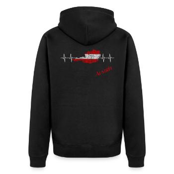 Austria Österreich Herzschlag - Unisex Premium Bio Zip Hoodie - Schwarz - Hinten - Nico (187cm)