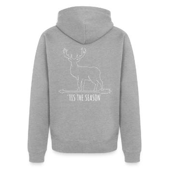 Bogenschießen Bogenschützen Bogenjagd US Hirschjag - Unisex Premium Bio Zip Hoodie - Grau meliert - Hinten - Nico (187cm)
