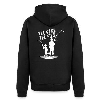 futur pêcheur comme papa cadeau pêcheur papa - Veste à capuche bio Premium Unisexe - noir - Dos - Nico (187cm)