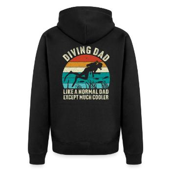 Dad Taucher T-Shirt Tauchen - Unisex Premium Bio Zip Hoodie - Schwarz - Hinten - Nico (187cm)